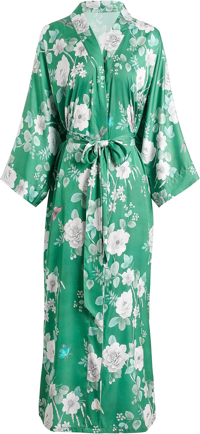 Aensso Long Soft Lightweight Silky Kimonos Robes for Women