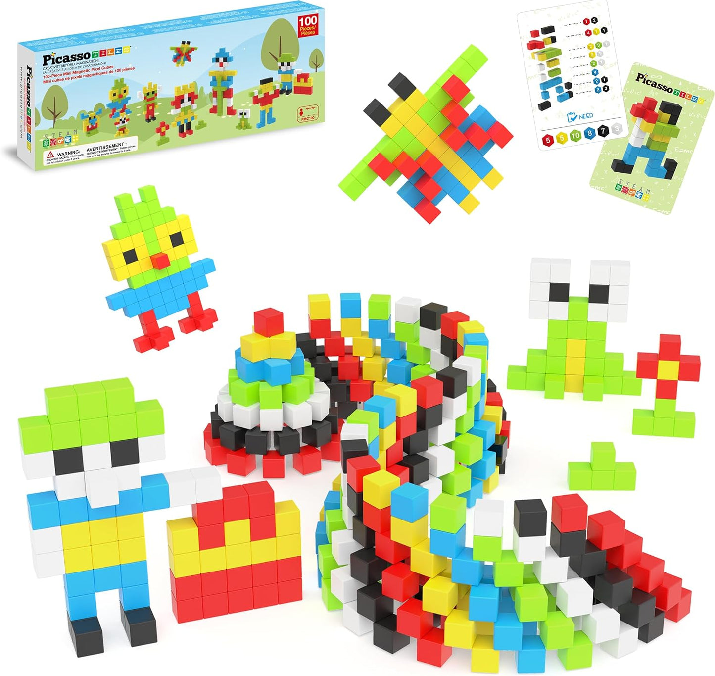 PicassoTiles 100pcs Magnetic Puzzle Cube for Creative Learning