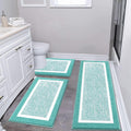 Pauwer 3-Piece Bathroom Shower Rug Set - Ultra Soft Teal Mats