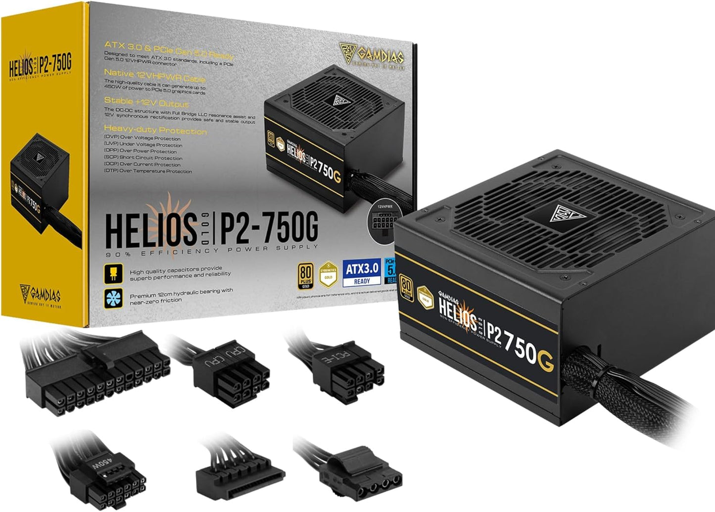 GAMDIAS 750W Gold Gaming PC PSU for Ultimate Power Needs