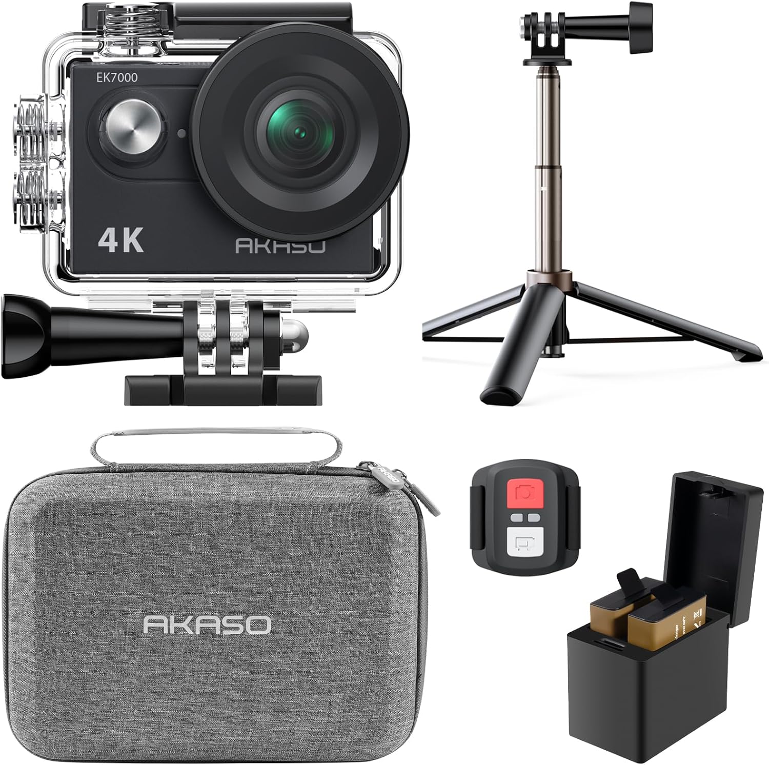 AKASO EK7000 4K30fps Action Camera with Accessories Bundle
