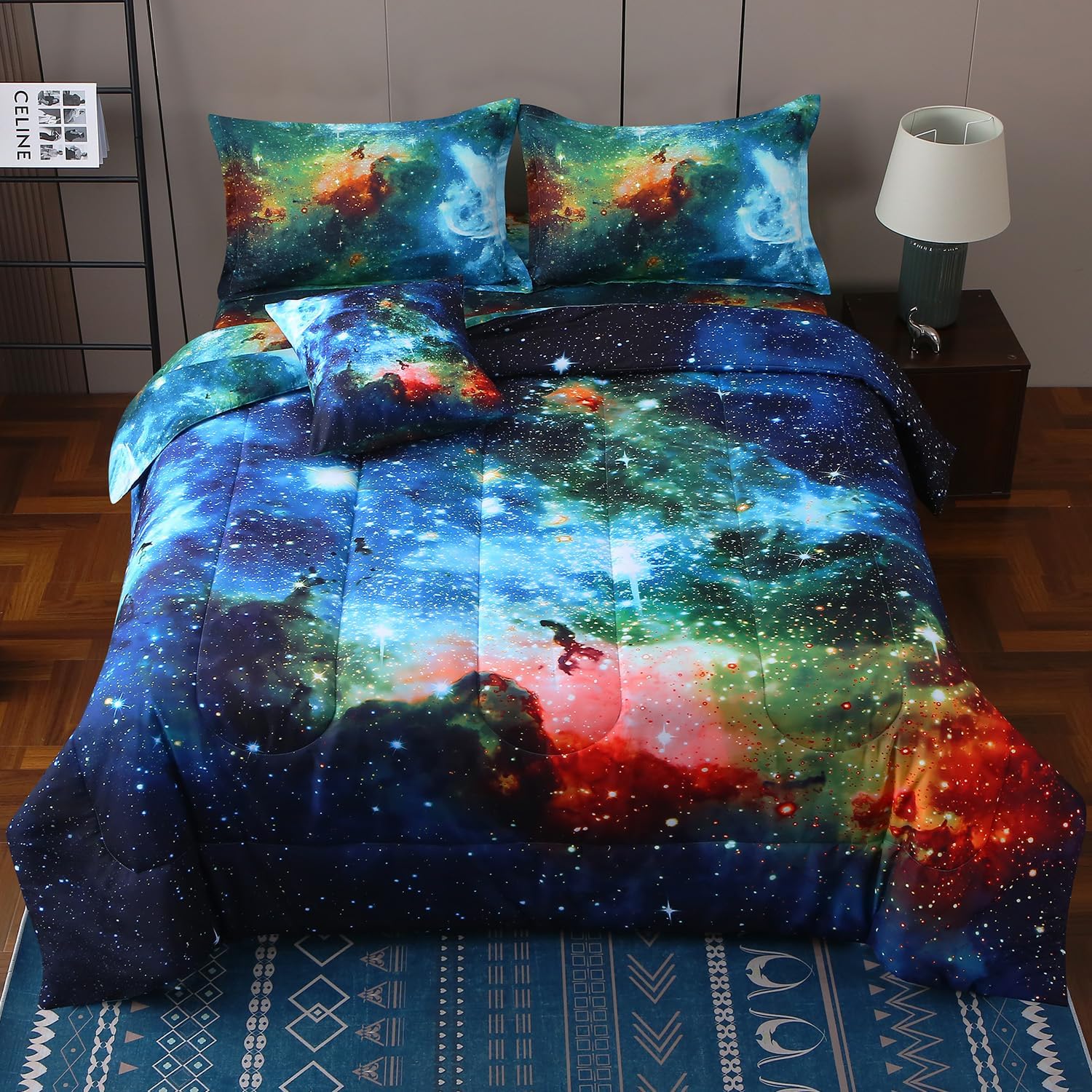 Twin Galaxy Comforter Set for Kids - Outer Space Bedding Set