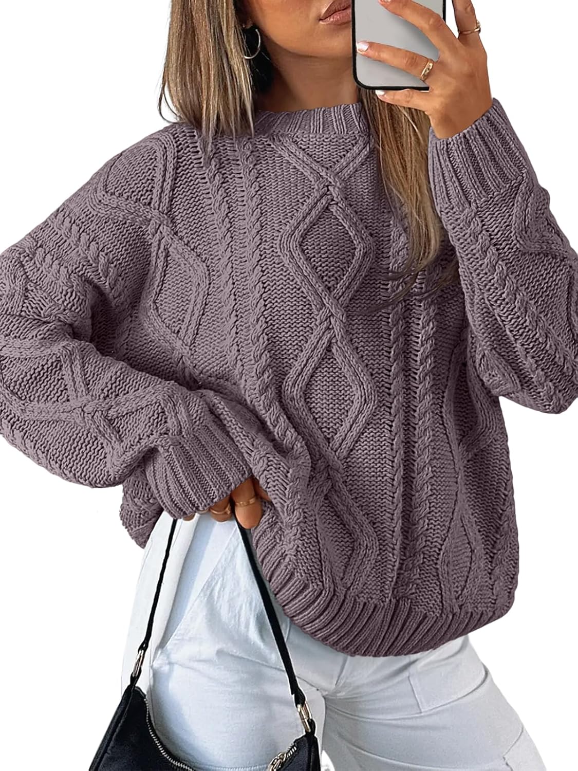 Trendy Queen Women's Oversized Cable Knit Crewneck Sweater Review