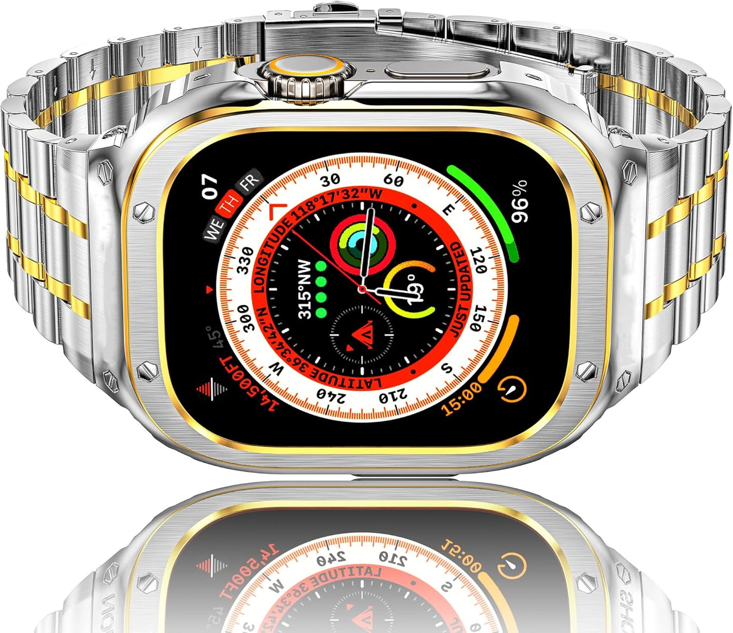 HASLFM Stainless Steel Watch Band with Case for Apple Watch Ultra