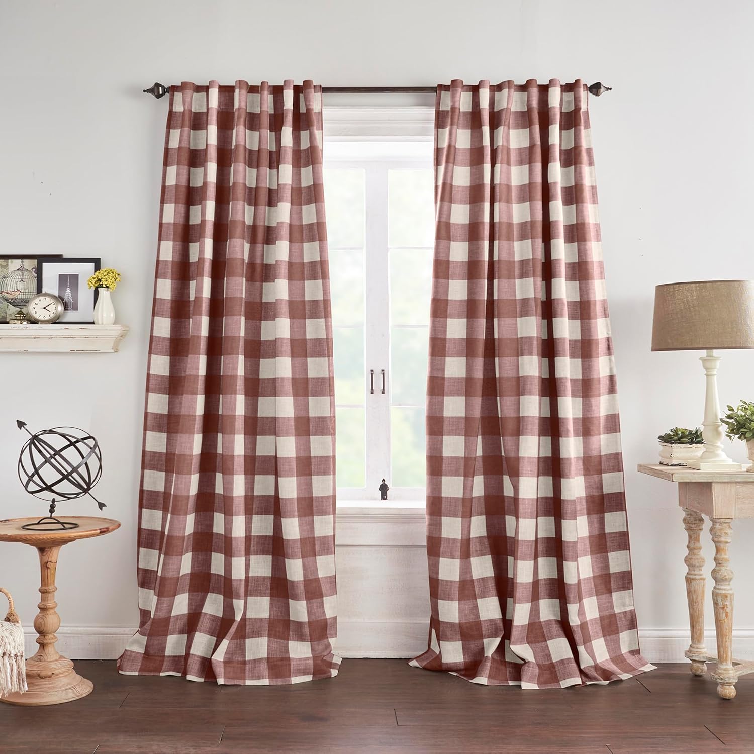 Buffalo-Check Blackout Window Curtain for Rustic Home Decor