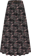 Women's Elastic High Waist Chiffon Pleated Maxi Skirt