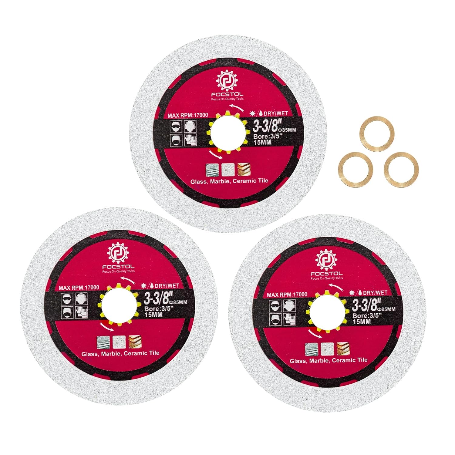 FOCSTOL Diamond Glass Cutting Disc 3pcs - Precise Glass Cutting