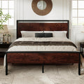 Mahogany Full Size Platform Bed Frame with Wood Headboard - Sturdy