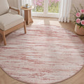 Round Rug 5FT Pink Modern Abstract Circular Area Rug - Soft, Non-Slip