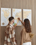 Wood World Map Large Wood Wall Art - Full Set WoodyWoodUA