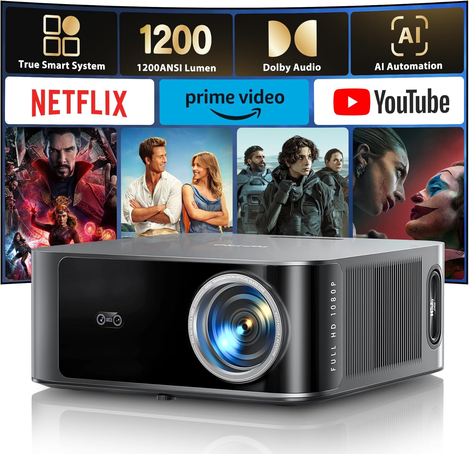 TOPTRO X9 4K Smart Projector - WiFi 6, Dolby Audio