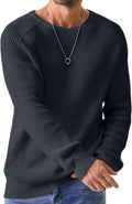 Men's Crewneck Waffle Textured Pullover Sweater - Cozy Casual Fit mens