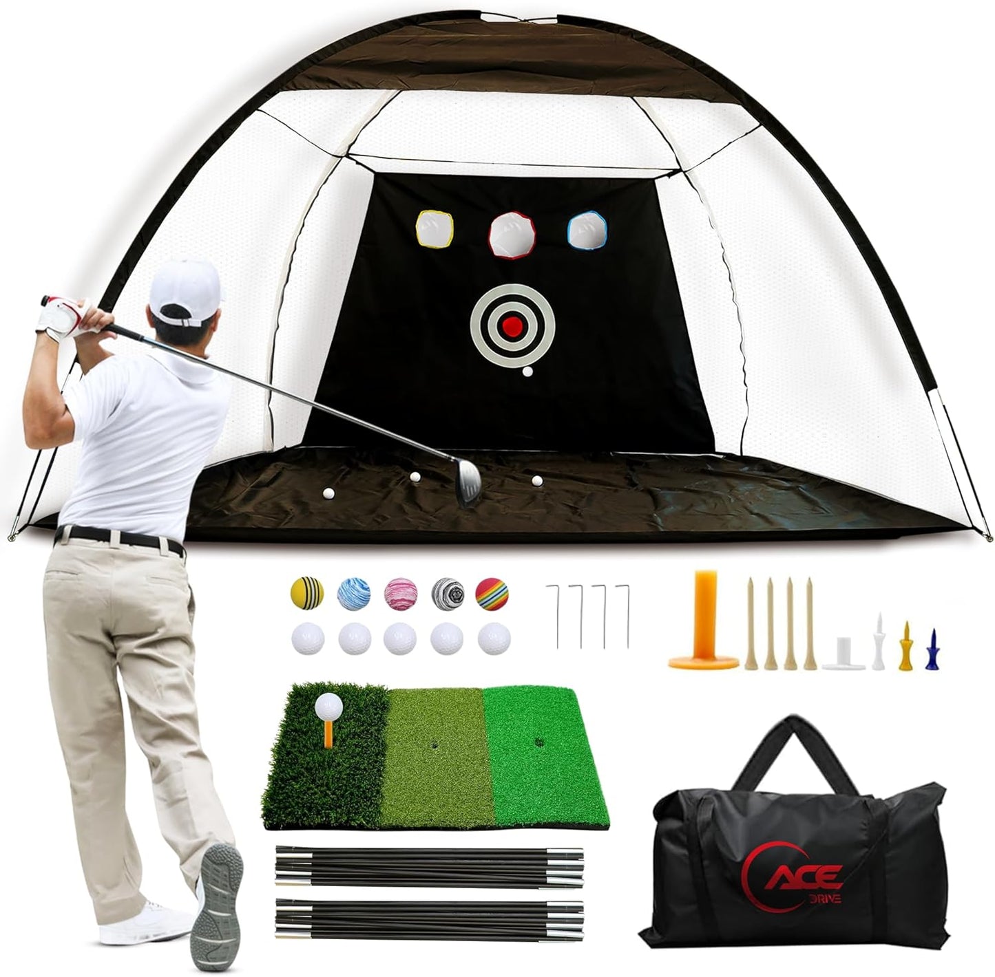 ACE DRIVE: Premium 10x7ft Golf Net Kit