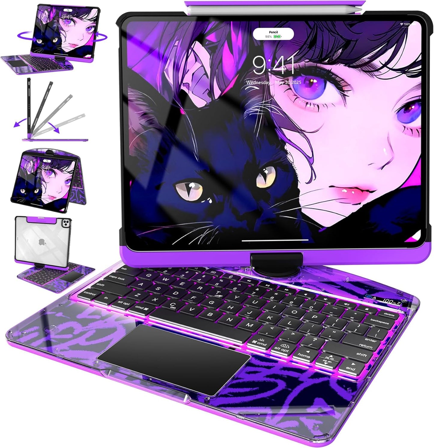 Intermerge Clear iPad Case with Keyboard and Multi-Touch Trackpad