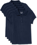 Girls' Uniform Pique Polo - Ruffle Button-Front 5-Pack