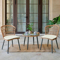 3 Piece Outdoor Wicker Furniture Patio Bistro Set - Compact Comfort