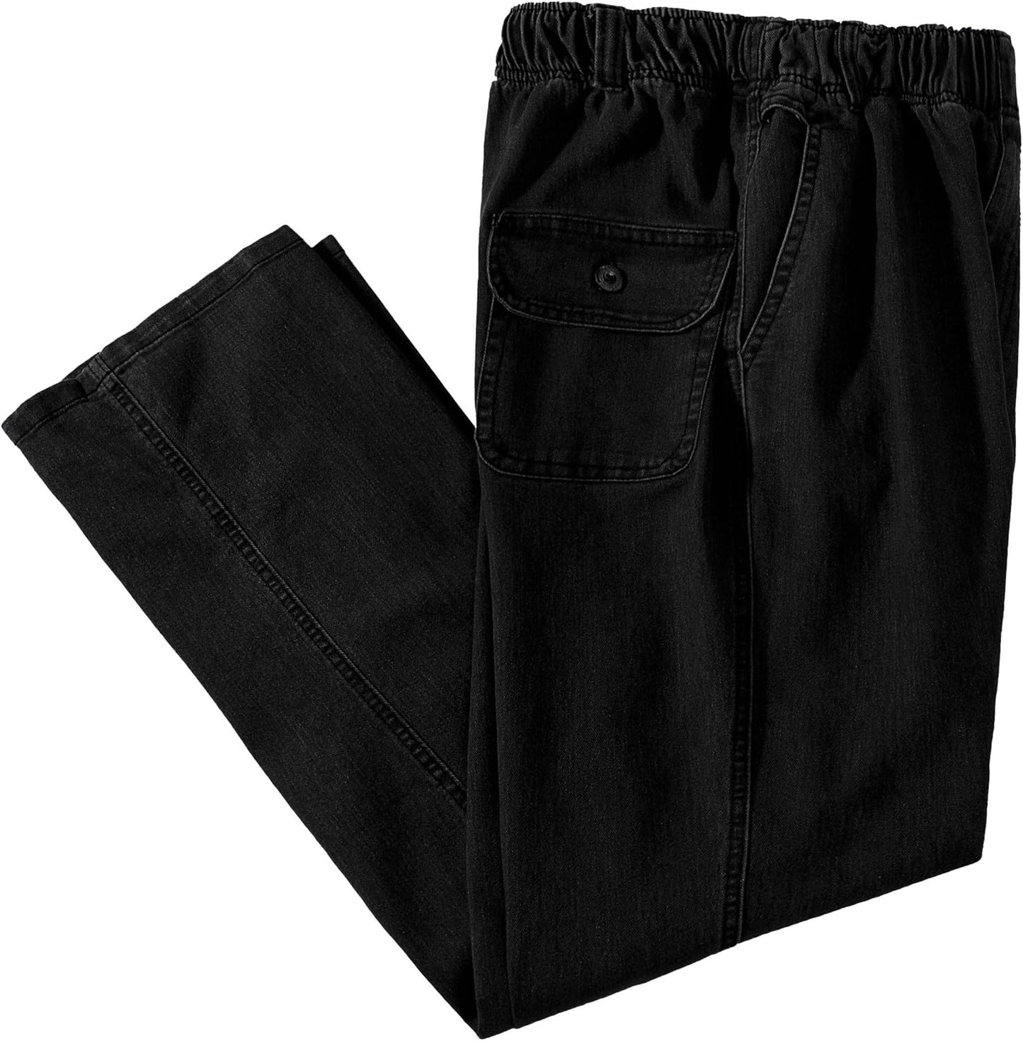 Mens Elastic Waist Loose Fit Denim Pants for Casual Wear