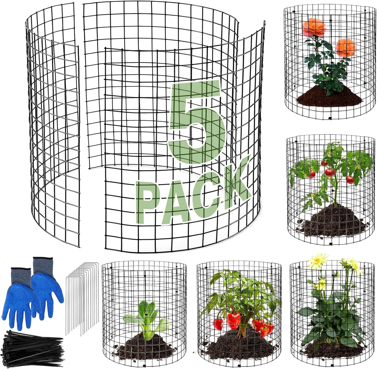 MWELLEWM Plant Protectors for Outdoor Plants - 15Pcs Metal Cages