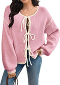 Women's Bow Button Down Cardigan Sweater - Soft Knit Layering