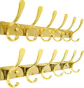SKOLOO Coat Rack Wall Mounted - 6 Hooks, Pack of 2 - Heavy Duty Gold
