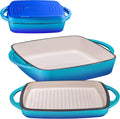 Bruntmor 2-in-1 Square Cast Iron Dutch Oven - Versatile Oven