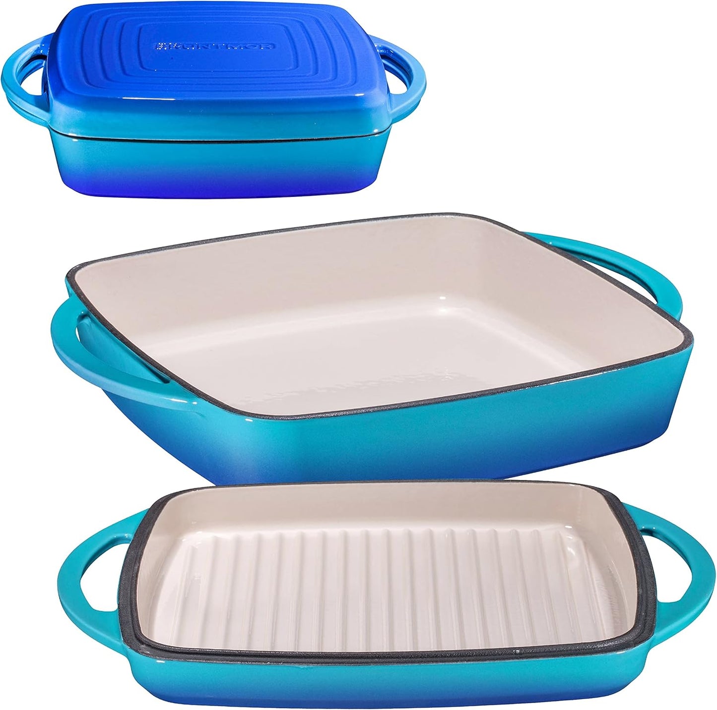 Bruntmor 2-in-1 Pre-Seasoned Square Cast Iron Dutch Oven