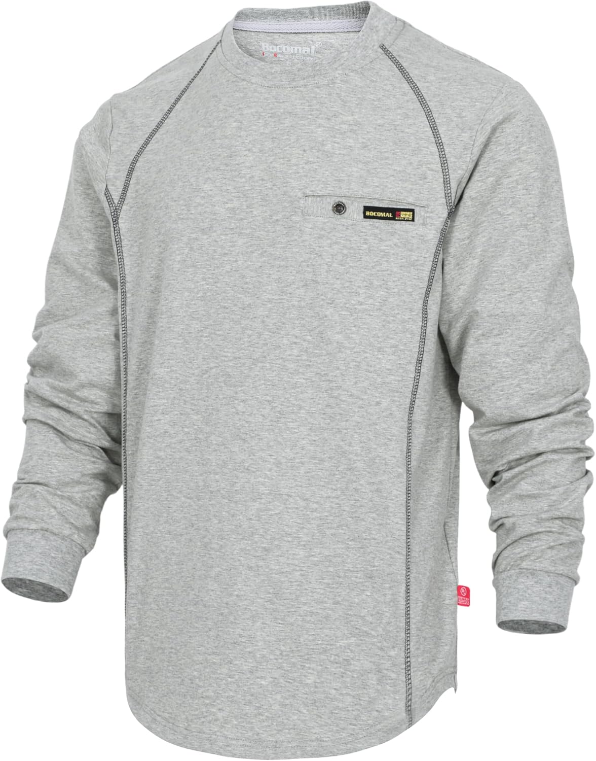 BOCOMAL FR Shirts for Men Lightweight Crew T-Shirt with Pocket