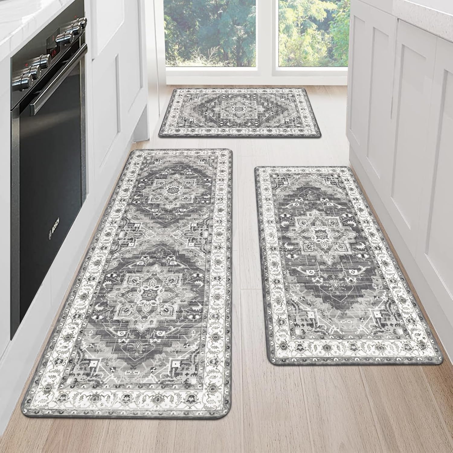 Cushioned Kitchen Rug Sets 3 Piece Anti Fatigue Mats for Comfort