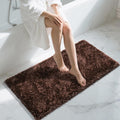 Long Chenille Bathroom Rug 44x24 in - Brown Plush Absorbent Mat