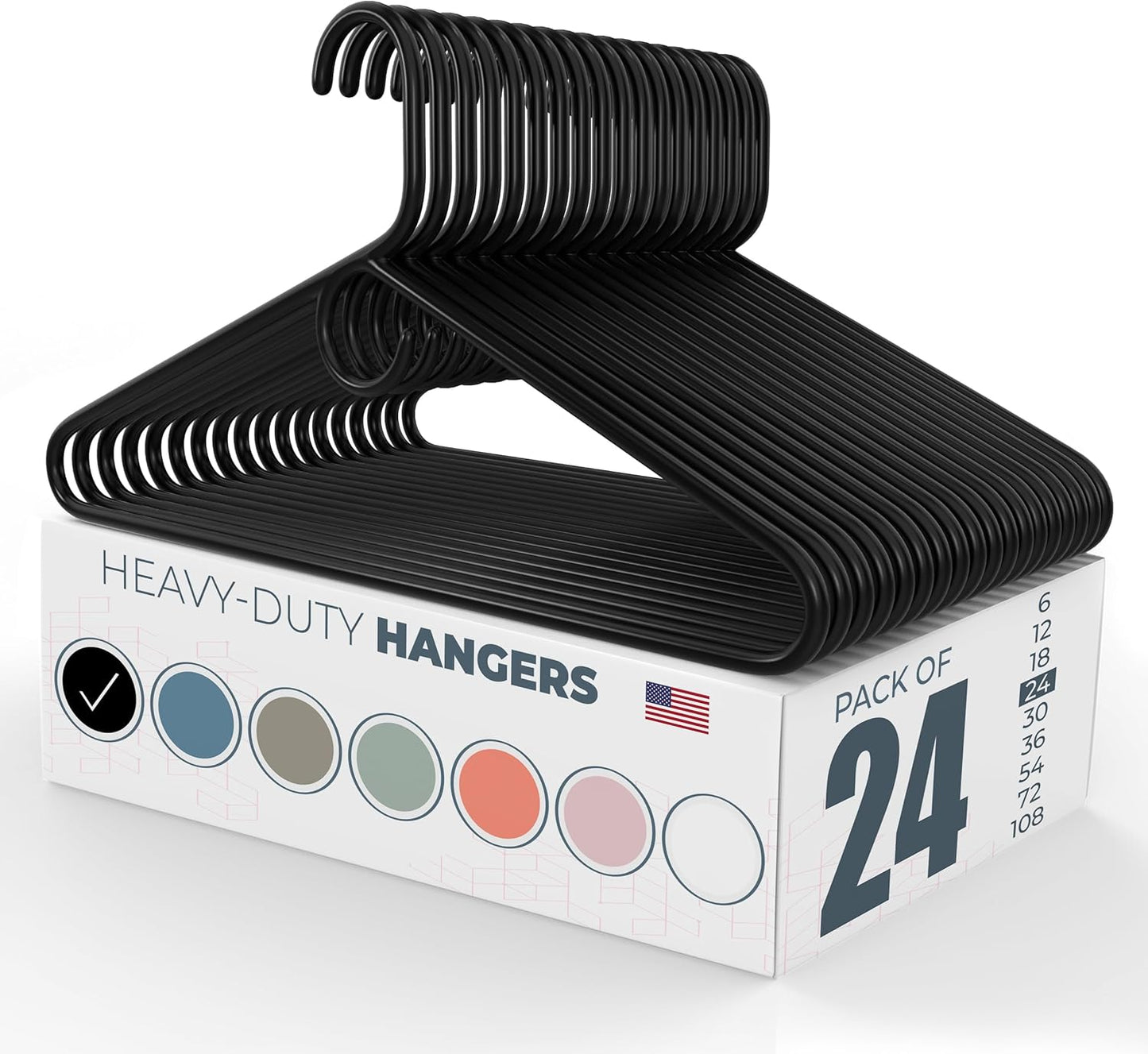 Neaties Heavy-Duty Black Plastic Hangers for Closet Organization