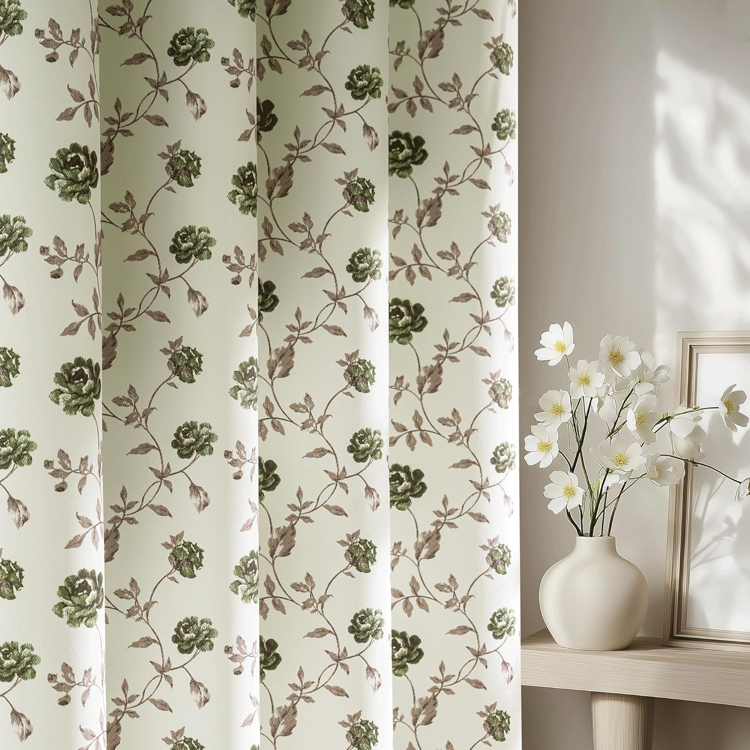 Beauoop Floral Blackout Curtains 63 Inches for Bedroom Living Room
