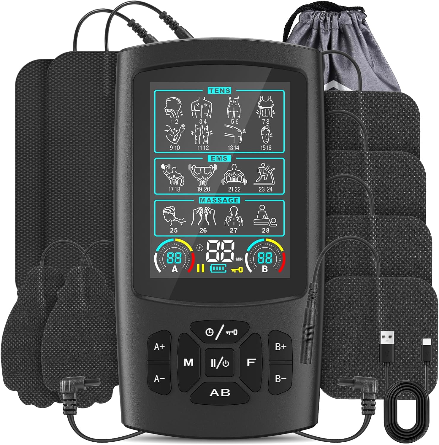 TENS & EMS Muscle Stimulator with 28 Modes for Pain Relief