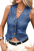 ELLEVEN Women's Cropped Denim Vest for Summer Western Style