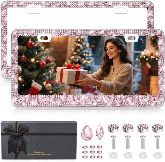 OKLPF Rhinestone Bling License Plate Frame for Women - Sparkle