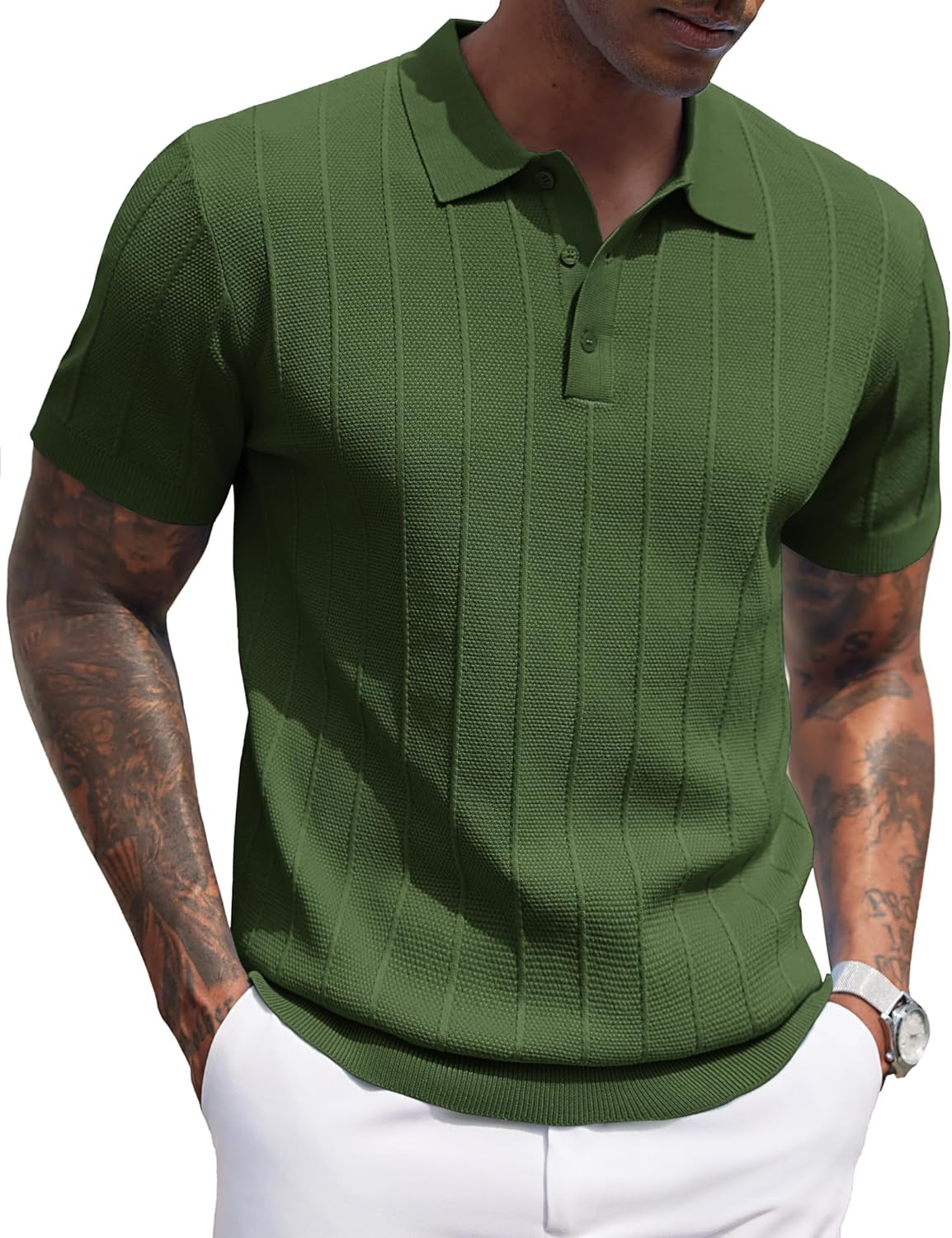 Stylish COOFANDY Mens Knit Polo Shirts for Casual Golf Wear