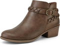 Women's Ankle Boots Low Chunky Heel Round Toe Wide Width (Style YVPX)