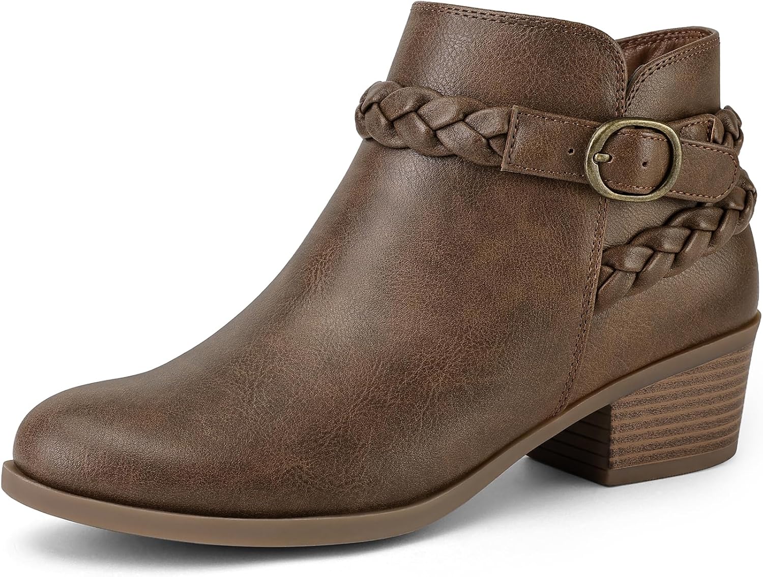 Stylish Women's Ankle Boots with Low Chunky Heel and Zipper