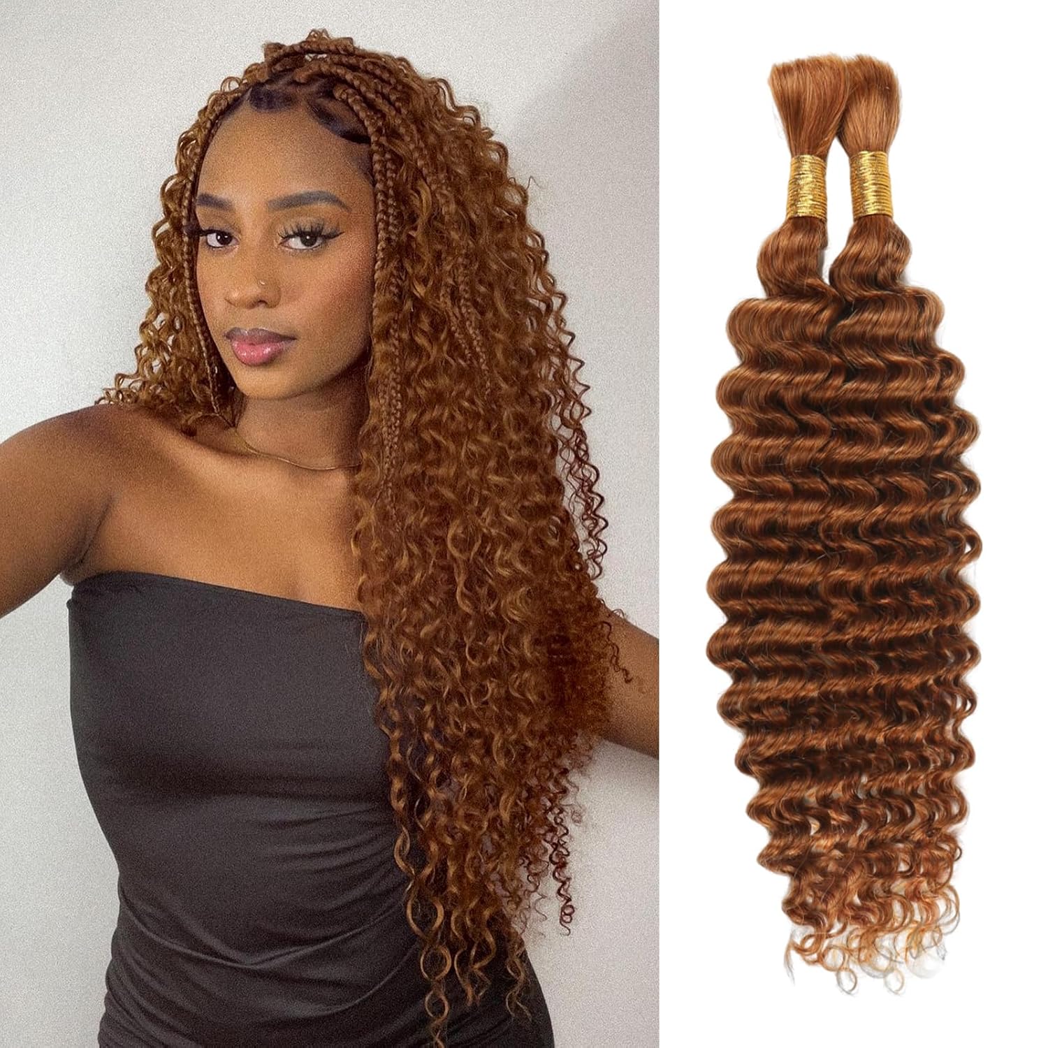 Human Braiding Hair 18 Inch Deep Wave Bulk for Braiding Styles