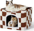 Lesure Indoor Cat Bed Kitten House - Plush Foldable Cat Cave