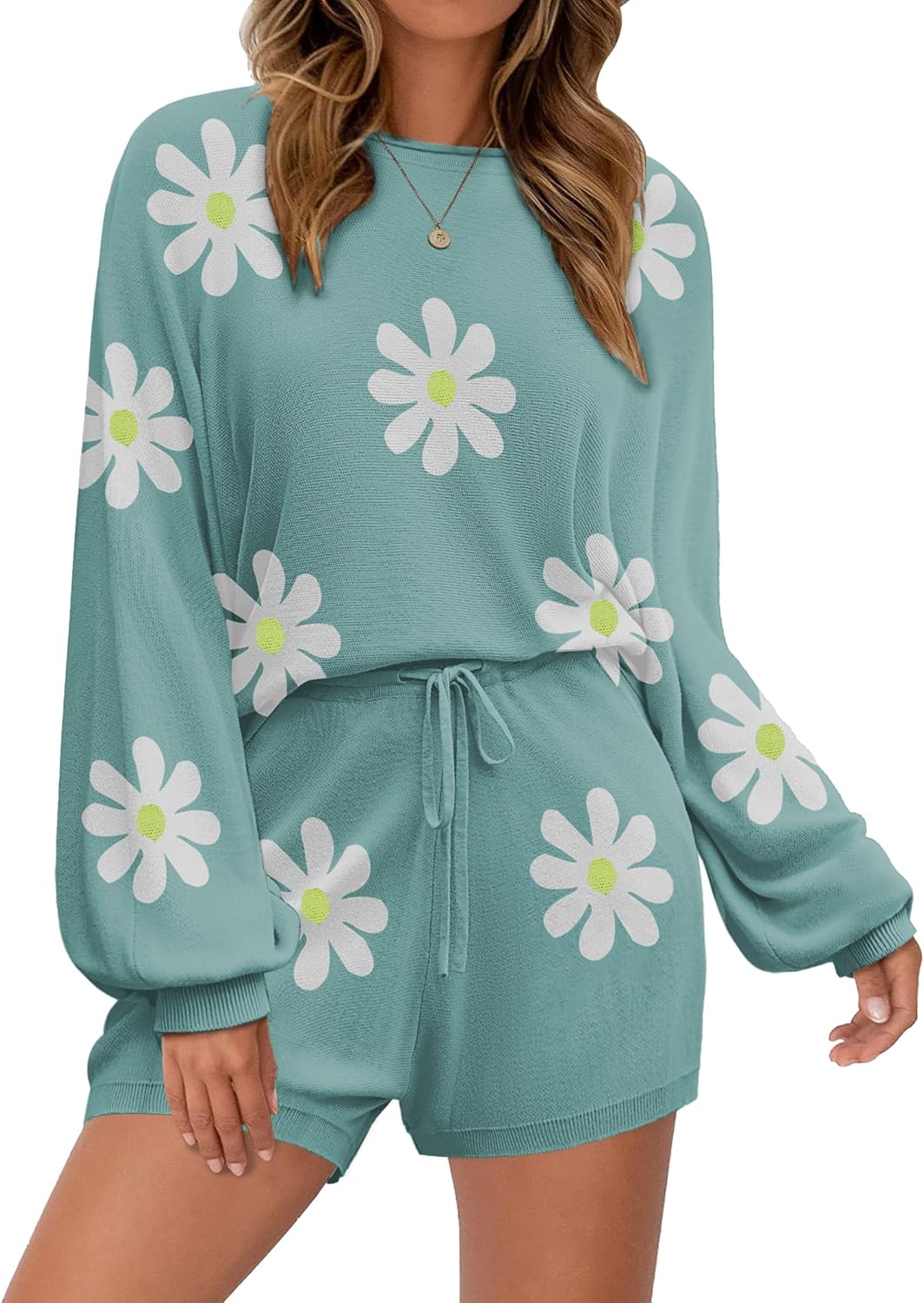 Ekouaer Knit Pajamas Set for Women - Cozy Lounge Wear Outfit