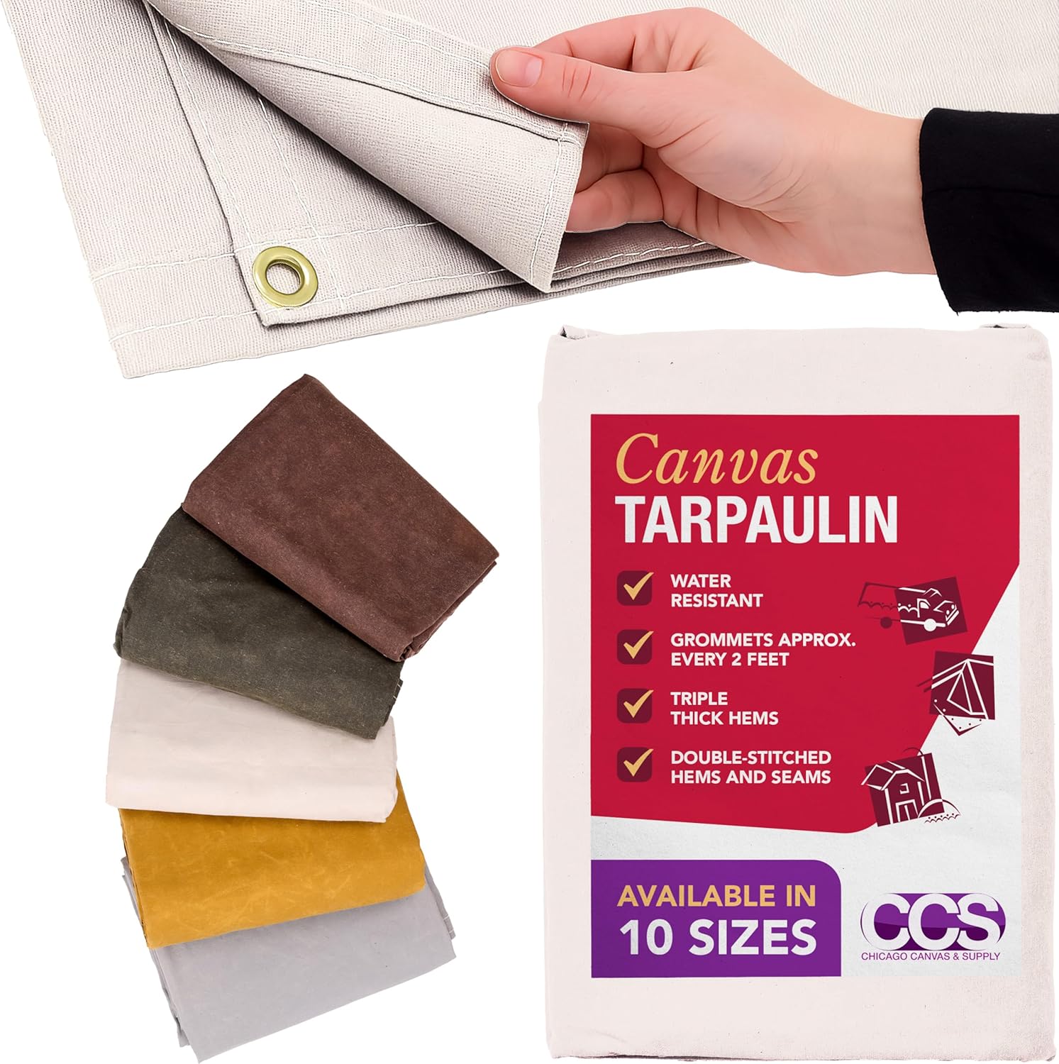 CCS Waterproof Canvas Tarp Cover for Camping and Outdoor Use