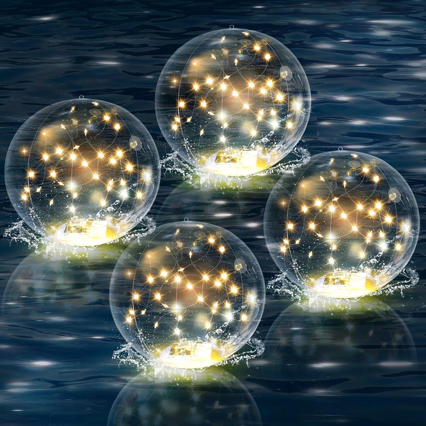 Solar Floating Pool Lights - 14 Inch Inflatable LED Pool Balls