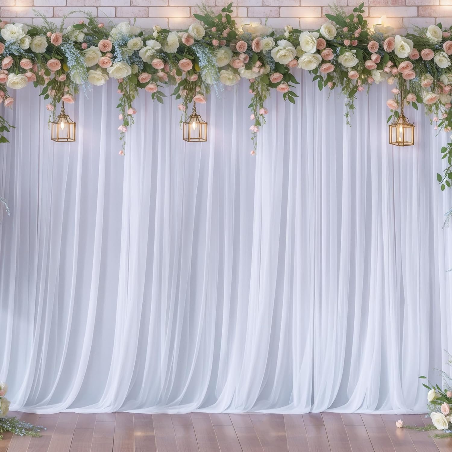 Elegant 40ft x 10ft White Tulle Backdrop Curtains for Events
