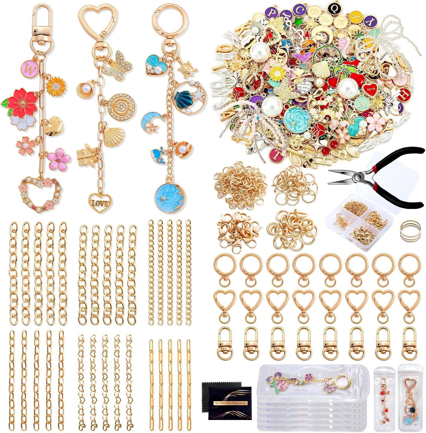 Wurosi 544Pcs Keychain Making Kit with Charms for DIY Crafts