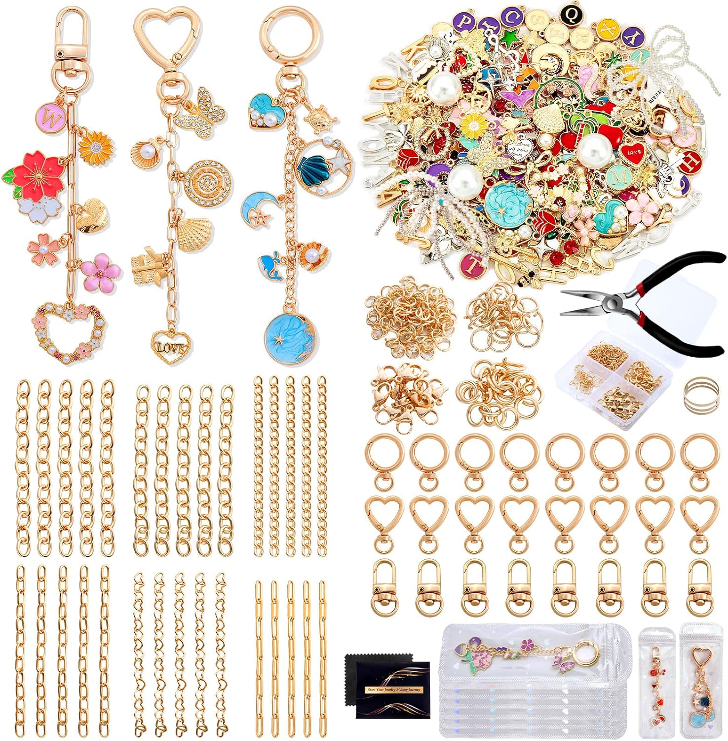 Wurosi 544Pcs Keychain Making Kit with Charms for DIY Crafts