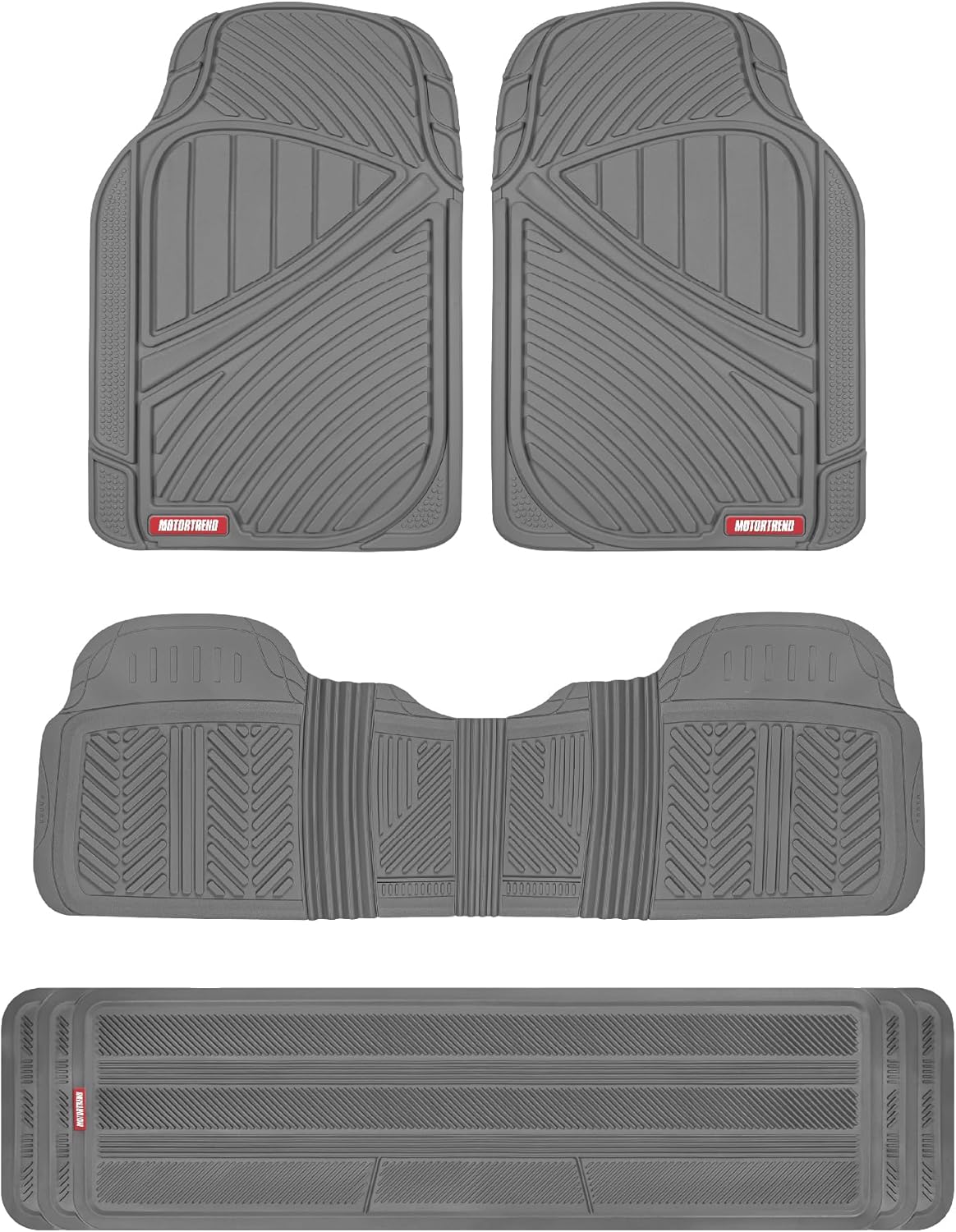 Motor Trend 3-Row Heavy Duty Rubber Floor Mats for Full Protection
