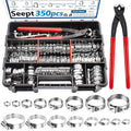 350Pcs Single Ear and Worm Gear Hose Clamps Kit - Handy Assortment