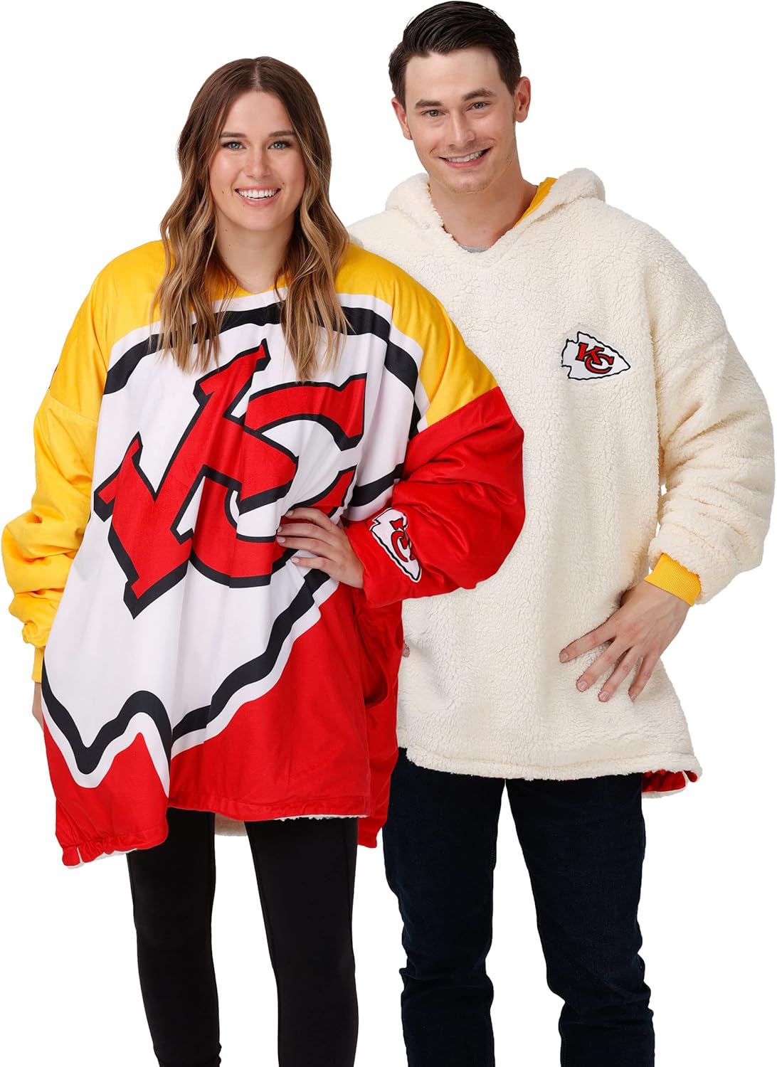NFL Team Logo Reversible Oversized Sherpa Hoodie Sweatshirt