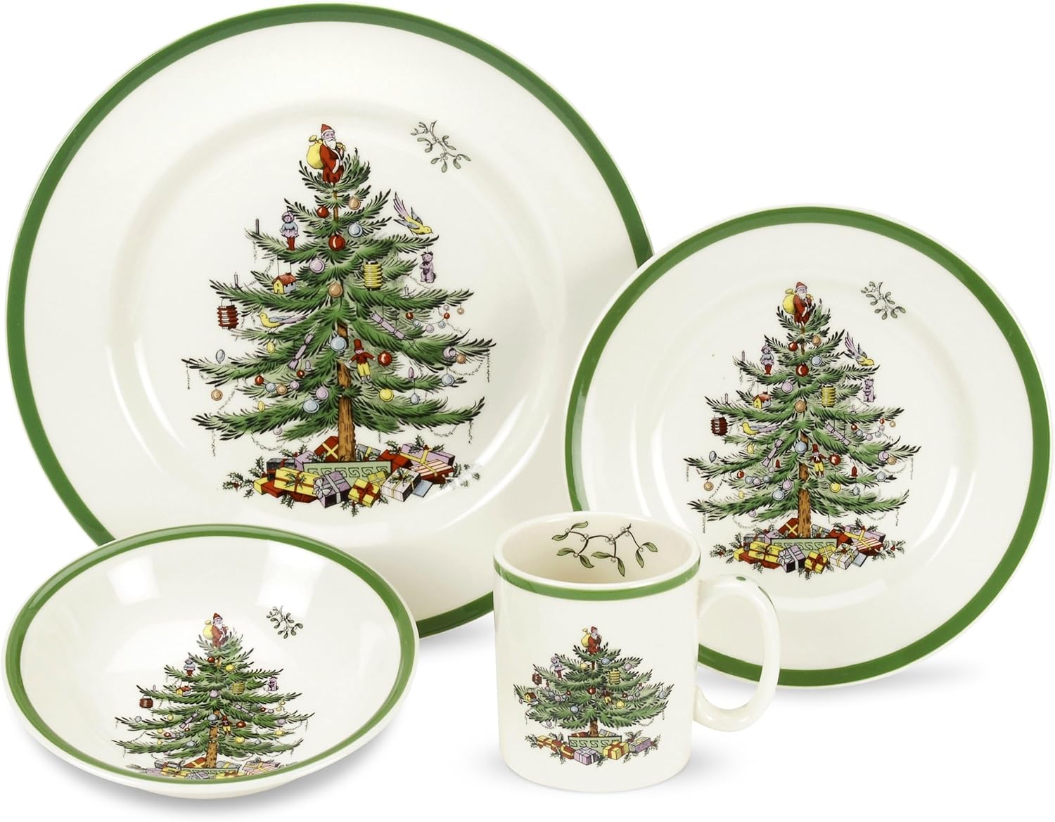 Spode Christmas Tree 4-Piece Dinnerware Set for Holiday Dining