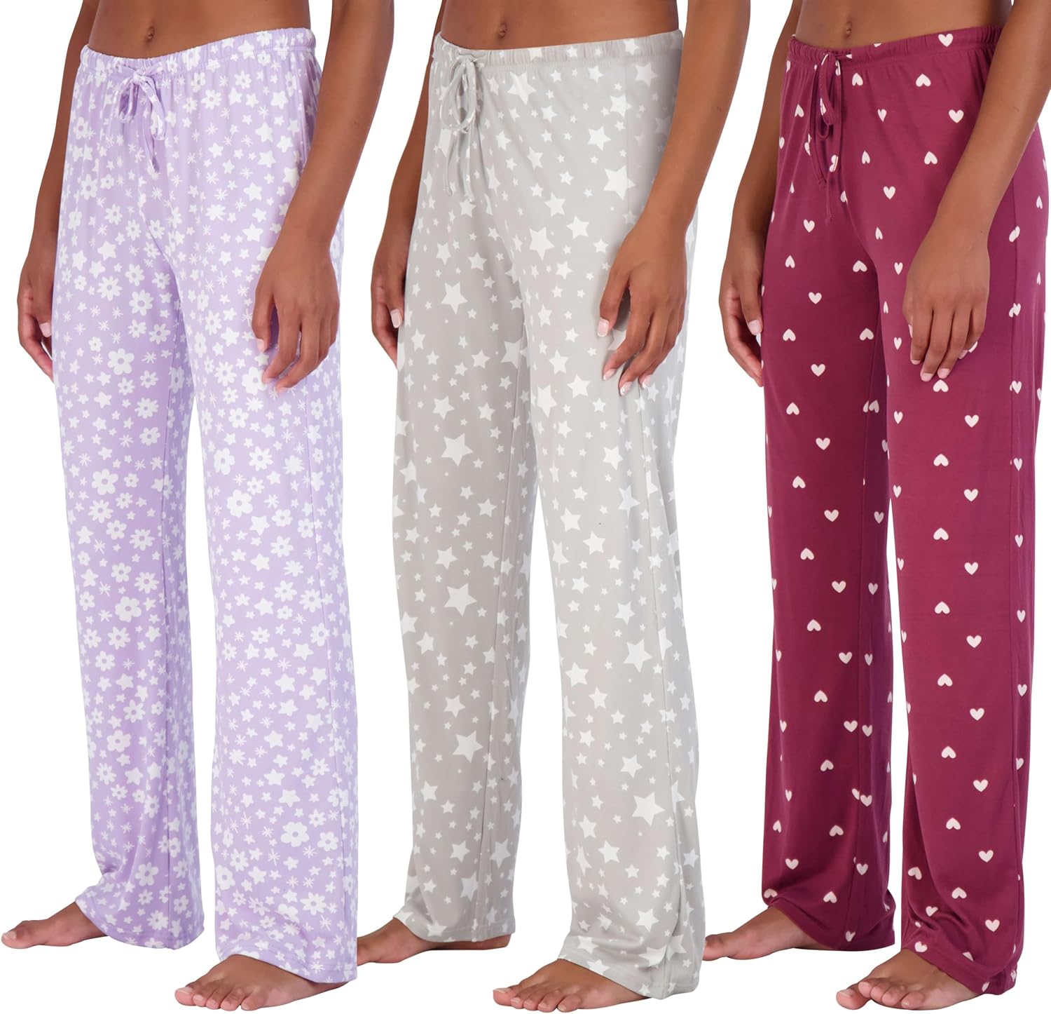 Ultra-Soft Comfy Pajama Lounge Pants for Women - 3 Pack